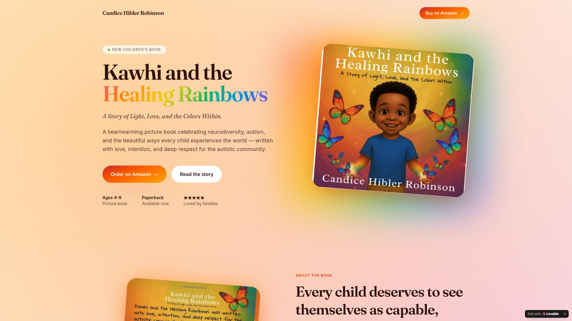 Kawhi and the Healing Rainbows — children's book landing page